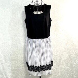 ENFOCUS WOMENS Dress Cut Out Back‎ Womens 14 Side Zip Black White Party Wedding